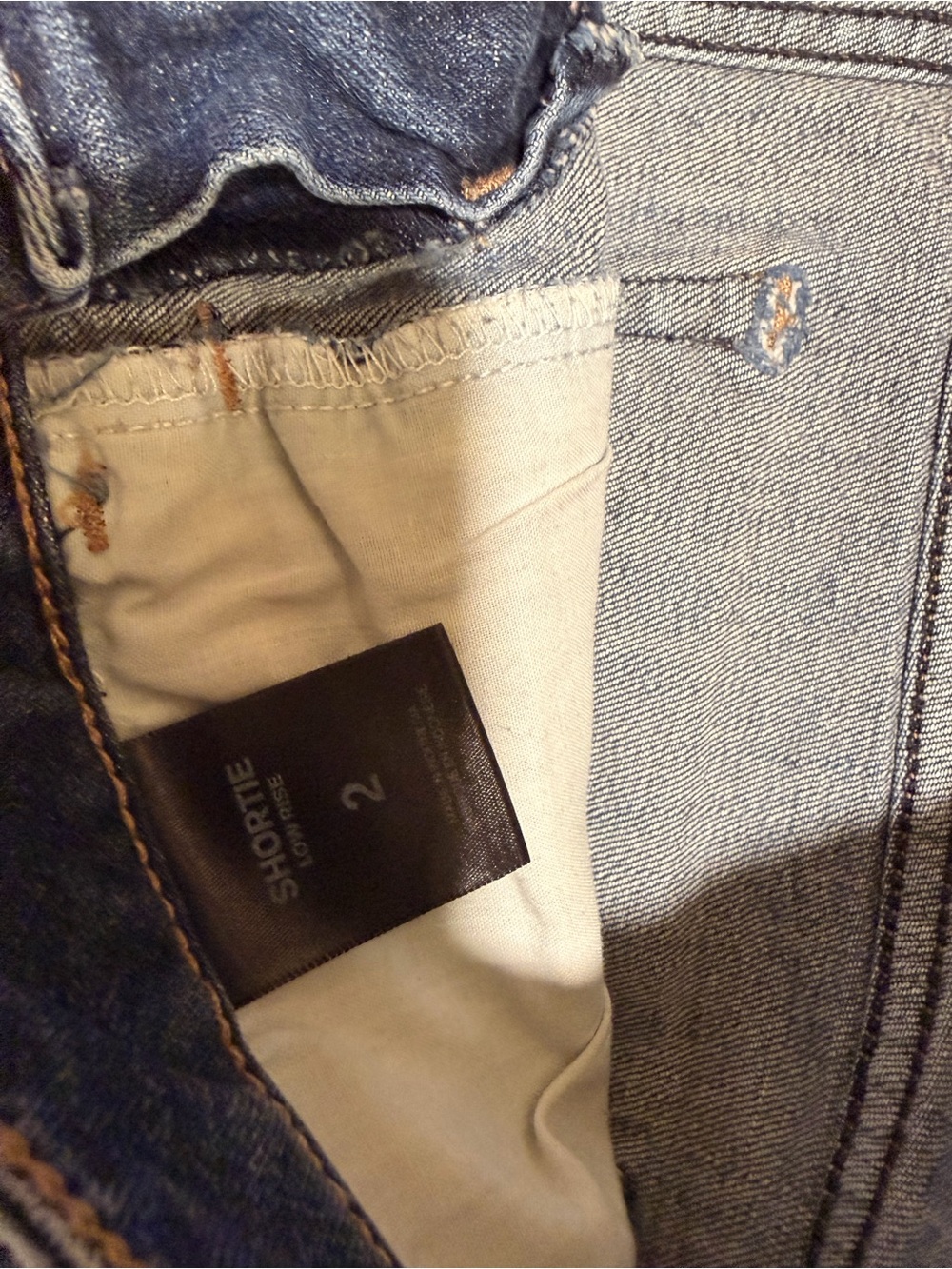 Express Distressed Frayed Hem Denim Shorts - Blue - Picture 3 of 3